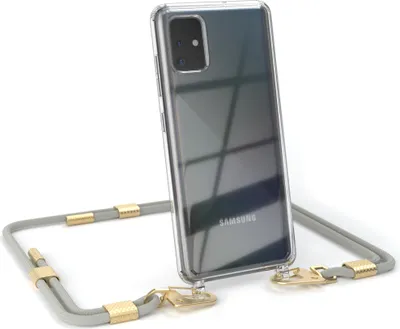 Produktbild von EAZY CASE Handykette für Samsung Galaxy A51, Transparente Silikonhülle mit Band, Clear Case, abnehmbar in  Beige
