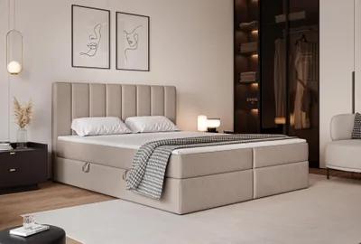 Image de Lit rembourré LEO 140 × 200 cm, lit double / lit pour adolescent, lit classique, lit avec coffre de rangement et surmatelas, coloris Herbi 60