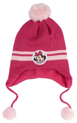 Produktbild von Disney Minnie Mouse Strickmütze für Mädchen - Kinder Wintermütze mit Bommel Mütze Pink