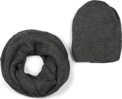 Produktbild von styleBREAKER Uni Strick Loop Schal und Mütze Set, Einfarbiger Strickschal mit Beanie Strickmütze, Winter 01018214