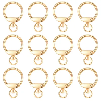 Karabinerhaken gold 12 Stück, drehbare O-Ring-Clips, Schlüsselringe