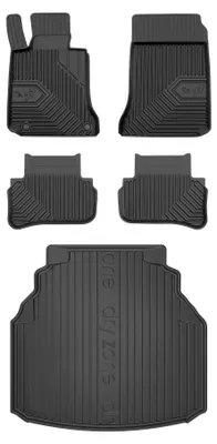 Productafbeelding van Rubberen automatten + kofferbakmat voor Mercedes-Benz Klasa C W204 2007-2014 (sedan) – 5-delig, zwart, op maat – Wielganizator
