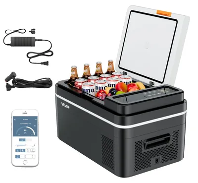 Image de Glacière à compresseur VEVOR 22 L, glacière électrique 12/24 V CC avecvia application, réfrigérateur de voiture 100–240 V CA pour le camping, les voyages, les camions et la pêche, glacière thermoélectrique portable de 45 W