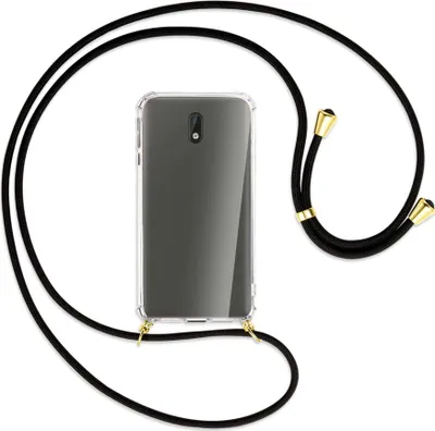 Produktbild von Handykette Backcover-Schutzhülle mit Band (Metall goldfarben) für Nokia 3 - schwarz