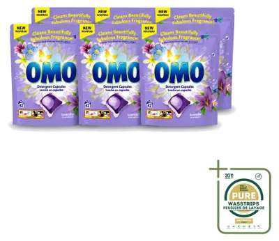 Produktbild von 6 x Omo Wascapsules Lavendel & Eucalyptus für Buntwäsche - Vorratspackung - 6 Stücke