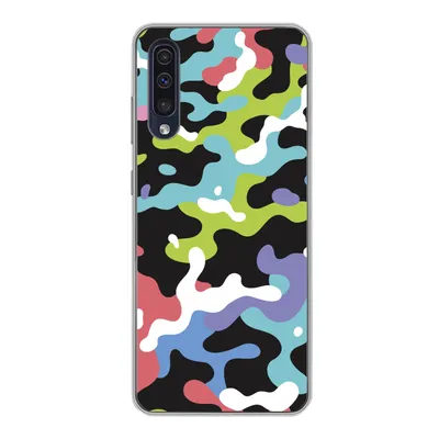 Produktbild von MuchoWow® Handyhülle Schutzhülle Hülle für Samsung Galaxy A30s Buntes Camouflage-Muster Silikon Softcase Handy Hülle - Karteninhaber