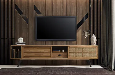 Produktbild von TV Ständer RTV Lowboard Sideboard Tisch Braun Holz Modern Wohnzimmer