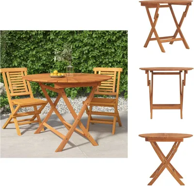 Image de vidaXL Table de jardin pliante Ø 85 x 75 cm en teck massif - Tables de jardin