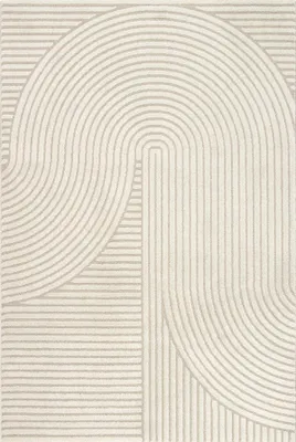 A close-up view of a rug with a geometric pattern.