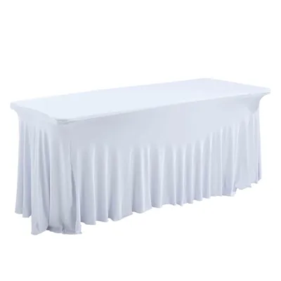 Produktbild von 180 cm Klapptisch und weiße Tischdecke Weiß - Oviala REKKEM