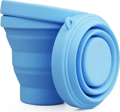 Produktbild von Sterilisator-Menstruationstassen, Linovit®, faltbar, medizinisches Silikon, wiederverwendbar, 230 ml, Hellblau