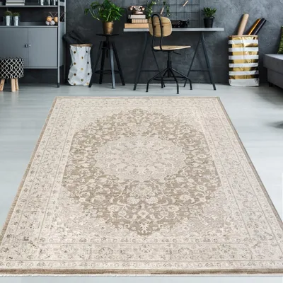 Produktbild von Teppich Beige Ornament pflegeleicht Wohnraum Größe - 160 x 230 cm