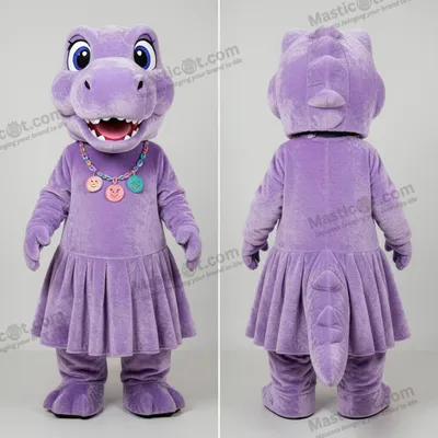Image de Mascotte MASTICOT tyrannosaure en peluche lavande