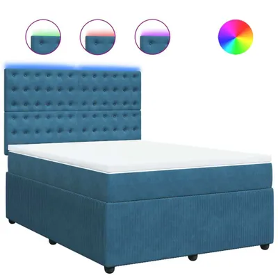 Produktbild von Boxspringbett mit Matratze Blau 140x200 cm Samt