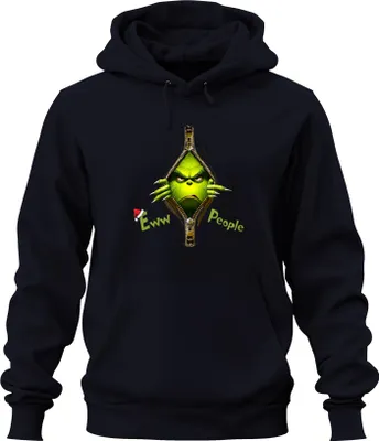 Produktbild von Grinch Eww People Reißverschluss Weihnachten mürrisch Grinchmas Uni Hoodie Kapuzenpullover, Navy, XL