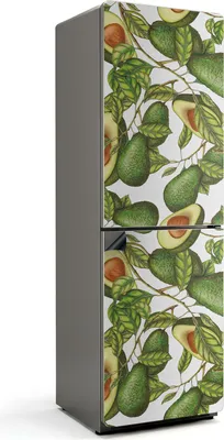 Obrázek produktu pro Vzor avokáda a listů - Magnetický kryt lednice - Magnetická dekorace na lednici - Samolepicí magnetická tabule - Magnetická fólie na dveře lednice - 60x190 cm