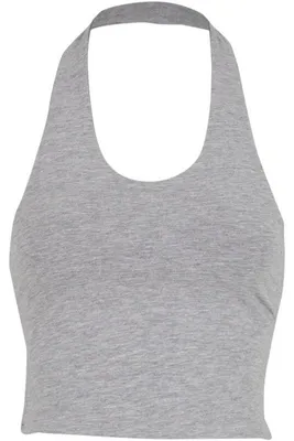 Produktbild von Urban Classics Top Damen Ladies Basic Neckholder Jersey Top grau meliert L