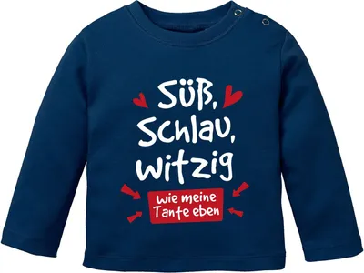 Produktbild von Baby Langarm-Shirt Tante Sprüche lustig Süß Schlau Witzig Wie meine Tante eben Babyshirt Jungen Mädchen Moonworks® navy 92/98 (16-24-Monate)