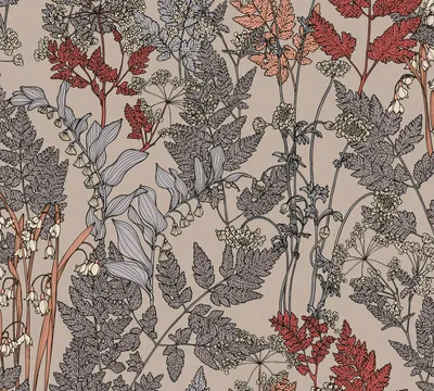 Produktbild von Architects Paper Blumentapete Floral Impression florale Tapete Vliestapete beige grau rot orange creme 10,05 m x 0,53 m