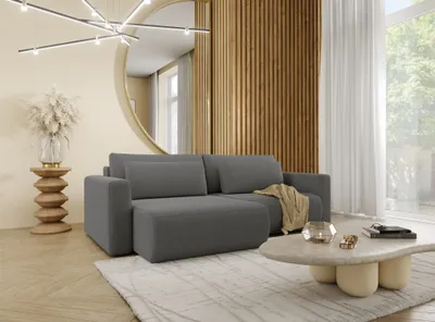 Produktbild von Ecksofa Sofa mit Schlaffunktion CHAIRA Stoff Curio Dunkelgrau Ottomane Links