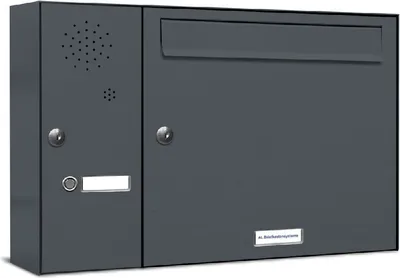 Produktbild von 1er Briefkasten Anlage Aufputz - Wandmontage RAL 7016 Anthrazit Klingel