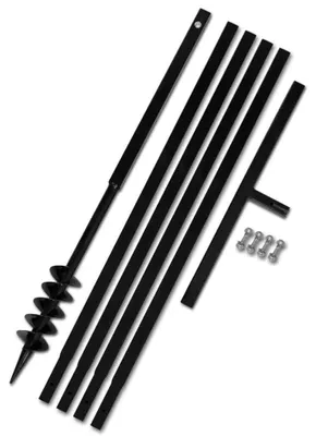 Produktbild von Erdbohrer Erdlochbohrer Brunnenbohrer Lochbohrer Bohrgerät aus Stahl für Garten Zaunpfosten Pfahllöcher Brunnenbau und Pflanzlöcher 120 mm mit 5 m Röhren