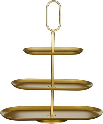 Produktbild von Servieretage – Tortentablett – Servierturm – Zum Präsentieren von Häppchen – Drei Ebenen mit Griff – 48 x 20 x 55 cm