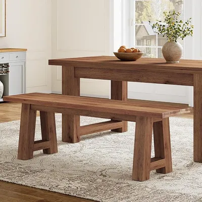 Imagen del producto de Banco de comedor de madera con patas en forma de "A", 140 cm, estilo rústico, para cocina