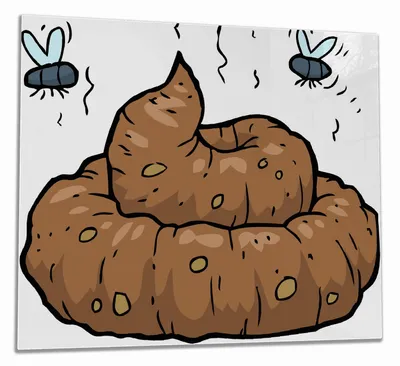 Produktbild von Wallario Herdabdeckplatte aus Glas, Größe 60 x 52 cm 1-teilig, Motiv Comic Scheißhaufen mit Fliegen
