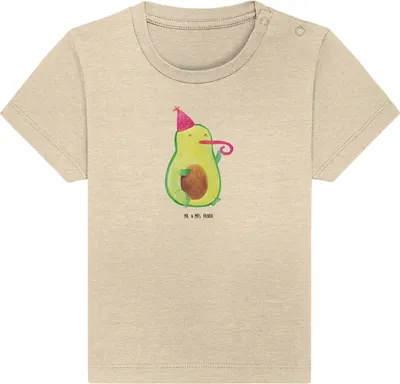 Produktbild von Mr. & Mrs. Panda  T-Shirt Avocado Geburtstag 0. - 6. Monat - Natural Raw - Geschenk, Feier, Babyshirt, Kinder, Party, Überraschung, Baby, Frucht, Jerseyshirt