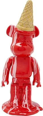 Productafbeelding van Unyqoos® Decoratieve beer van polyresin, rood – decoratieve beerfiguur, 40 x 16 x 15 cm, gemakkelijk te onderhouden, geschikt voor woonkamer, plank en kantoor