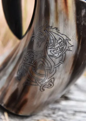 Produktbild von Bierkrug aus Horn - "Fenrir, der Nordische Wolf"