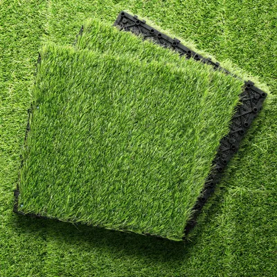 Obrázek produktu pro ISOISL Umělá tráva, klikací dlaždice, 30x30 cm, 22 kusů (2 m²) – Dlaždice pro terasy a balkony s drenážním systémem, realistickým vzhledem a snadnou montáží, vhodné pro použití uvnitř i venku