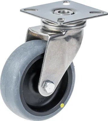 Produktbild von 75-mm-Edelstahl-Lenkrolle mit grauem, elektrisch leitfähigem Thermoplast