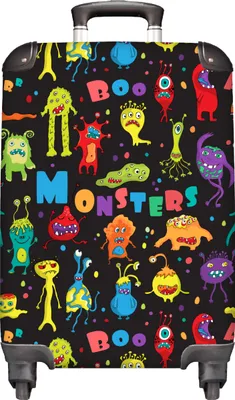 Produktbild von NoBoringSuitcases.com® Kufr Příruční zavazadlo Trolley Rolling suitcase Malý cestovní kufr na 4 kolečkách - Monster - Colours - Kids - Space - Cabin Size < 55x40x23 cm & 55x40x20 cm - Foto kufr - Cabin suitcase - Board luggage - Kids suitcase - Kids trolley.