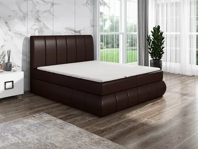 Produktbild von Boxspringbett KAND 140 x 200  mit 2 Bettkästen, Bonell-Matratze und Topper. Farbe: Dunkelbraun