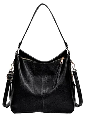Produktbild von Handtasche Damen Shopper Hobo Große Henkeltasche, schicke Schultertaschen , Umhängetasche mit abnehmbar Schulterriemen für Frauen (Schwarz) HB021