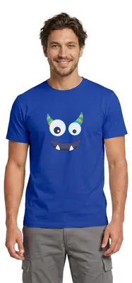 Produktbild von Spreadshirt Monster Gesicht Fasching Kostüm Witzig Männer T-Shirt, 3XL, Dunkelblau