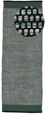 Produktbild von Baumwollteppich Kelim Mia Läufer Grün 80x500 cm | Moderner Teppich für Wohn- und Schlafzimmer