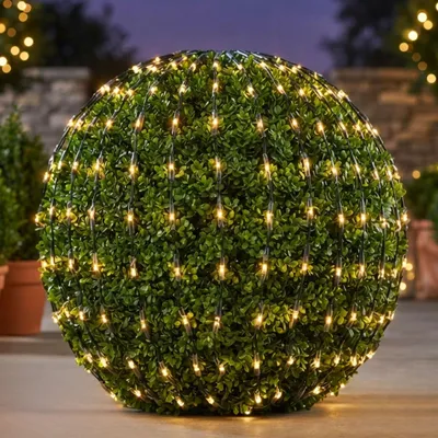 Produktbild von LED Buchsbaum Beleuchtung mit 144 LED warm weiß - 120 cm - Garten Deko Lichtervorhang