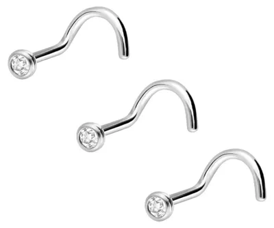 Produktbild von Nasenpiercing, Nasenstecker 3er Set Chirurgenstahl Nasenstecker Spirale KRISTALL