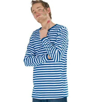 Produktbild von Herrenkostüm "Ringel-​Shirt" blau/weiß, Langarm, Karneval, Fasching, Mottoparty (L)