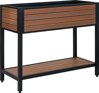 Produktbild von Dehner Hochbeet Houston, schmales Balkonhochbeet, 115 x 93 x 52 cm, Volumen 120 l, Kunststoff / Aluminium, braun