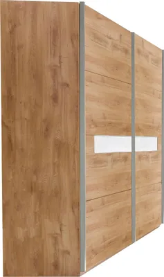 Produktbild von Schwebetürenschrank Pamela Kleiderschrank 270x65x210cm Plankeneiche Glasweiß (18648)