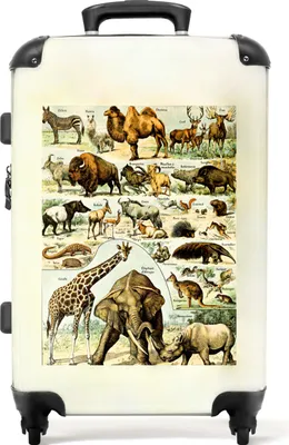 Obrázek produktu pro NoBoringSuitcases.com® Velký kufr - Vintage - Wildlife - Safari - Ilustrace - Umění - Kombinovaný zámek TSA - Pevná skořepina na kolečkách - 72 litrů - Cestovní kufr - 66 cmKufr střední 67x43x25 cm, 72L,