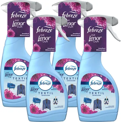 Produktbild von 4 x Febreze & Lenor Amethyst Blütentraum Textilerfrischer-Spray, 4 x 500ml