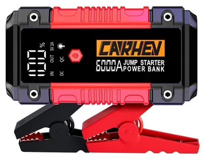 Productafbeelding van Startboost powerbank 6000A, piekvermogen 12V, geschikt voor benzine-/dieselmotoren tot 10 liter, met LED-zaklamp