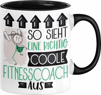 Produktbild von Fitnesscoach Geschenk Tasse Lustig Geschenkidee für Fitnesscoach Geburtstag So Sieht Eine Richtig Coole Fitnesscoach Aus Frauen Spruch (Schwarz)