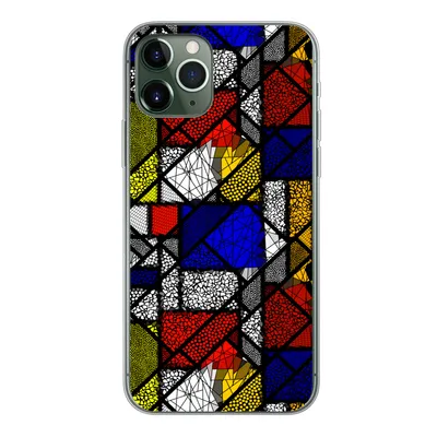 Produktbild von MuchoWow® Handyhülle Schutzhülle Hülle für iPhone 11 Pro Mondrian - Glasmalerei - Alte Meister - Kunstwerk - Abstrakt - Malerei Silikon Softcase Handy Hülle - Handy