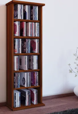 Produktbild von VCM CD Regal Holz | CD Regal mit Platz für 150 CDs oder 65 DVDs oder 36-Videos | Maße: H. 92 x B. 31 x T. 18 cm | elegantes DVD Regal stehend | Blu ray Regal fürs Wohnzimmer | CD Regal | Vostan